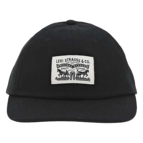 Casquette en coton noire unie avec une fermeture strapback à l'arrière
