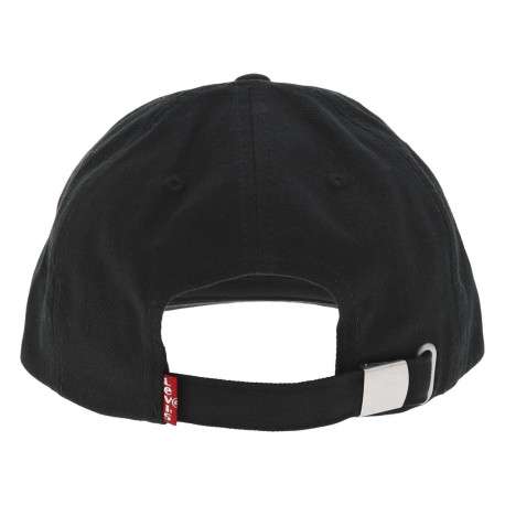 Casquette en coton noire unie avec une fermeture strapback à l'arrière - Image 2