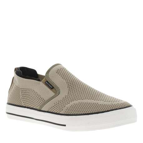 Sneakers kakis en maille à semelle plate blanche et à fermeture slip-on - Image 3