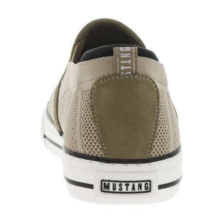 Sneakers kakis en maille à semelle plate blanche et à fermeture slip-on - Image 6