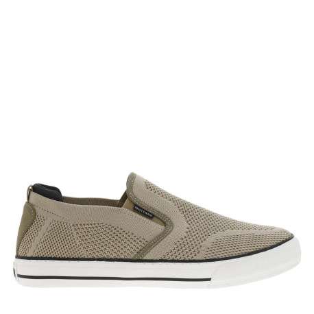 Sneakers kakis en maille à semelle plate blanche et à fermeture slip-on - Image 2