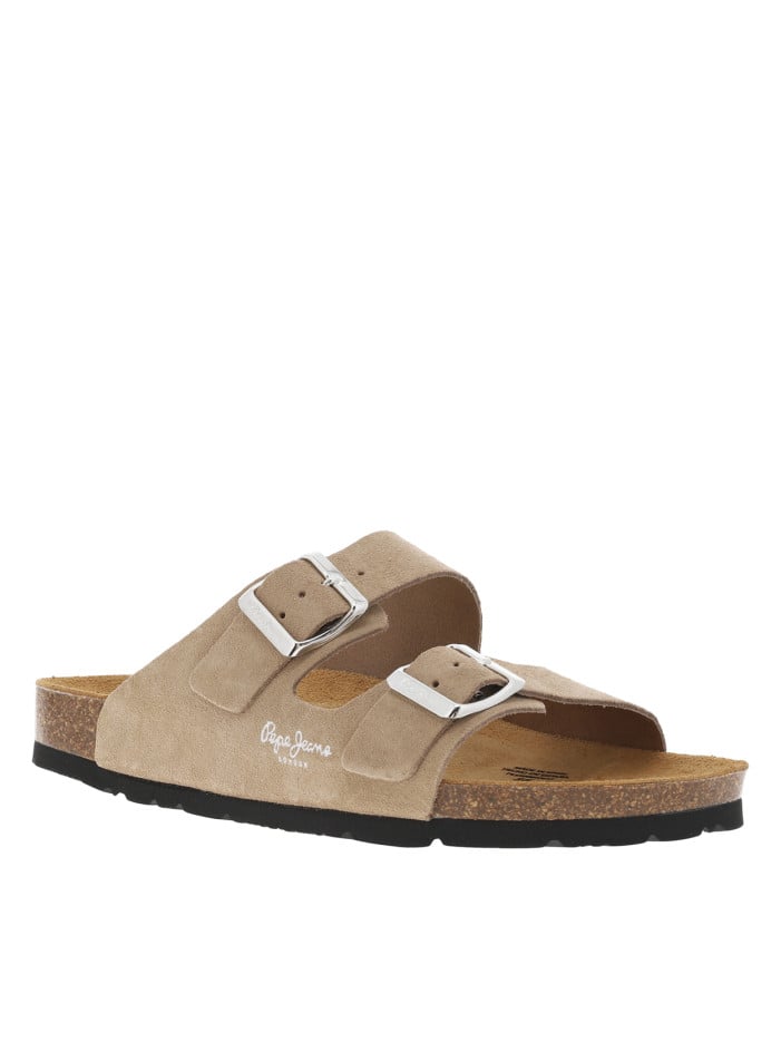 Mules en cuir beiges en...