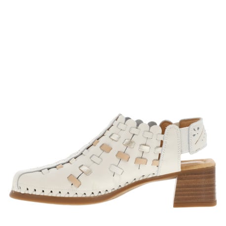 Sandales en cuir grises claires à tige couvrante et à talon décroché moyen - Image 2