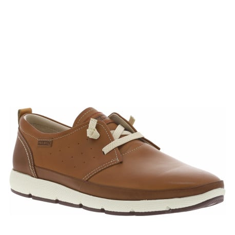 Sneakers en cuir lisse marron à semelle écrue et fermeture slip-on
