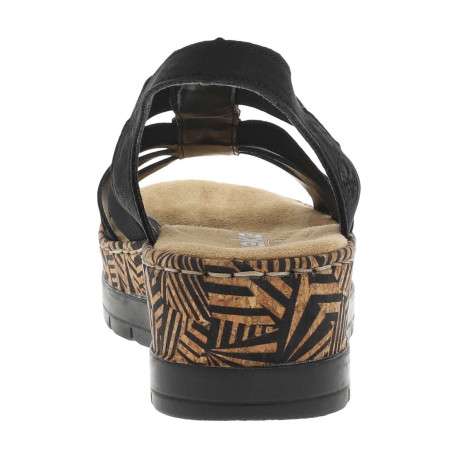 Sandales noires à tige élastiquée et avec un talon compensé bas - Image 6