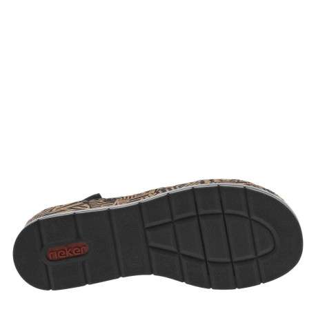 Sandales noires à tige élastiquée et avec un talon compensé bas - Image 5