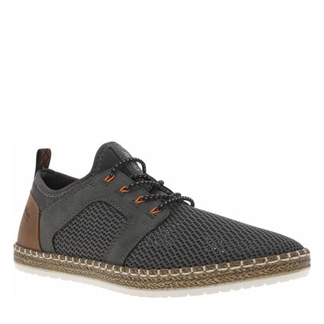 Sneakers en filet ajouré grises anthracite à semelle plate beige