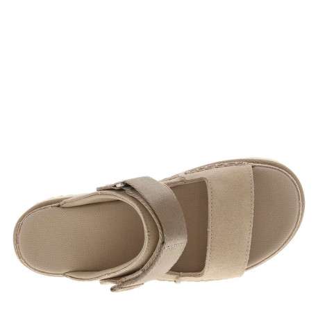 Nu-pieds en cuir taupe à semelle plateau et à bande auto-agrippante - Image 4