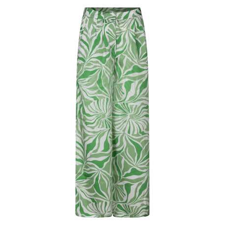 Chino paula loose pant vert avec des imprimés et une coupe droite