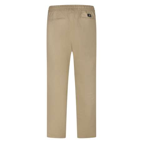 Chino en coton beige uni avec une coupe droite et un lien de serrage - Image 2