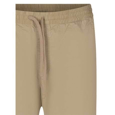 Chino en coton beige uni avec une coupe droite et un lien de serrage - Image 3