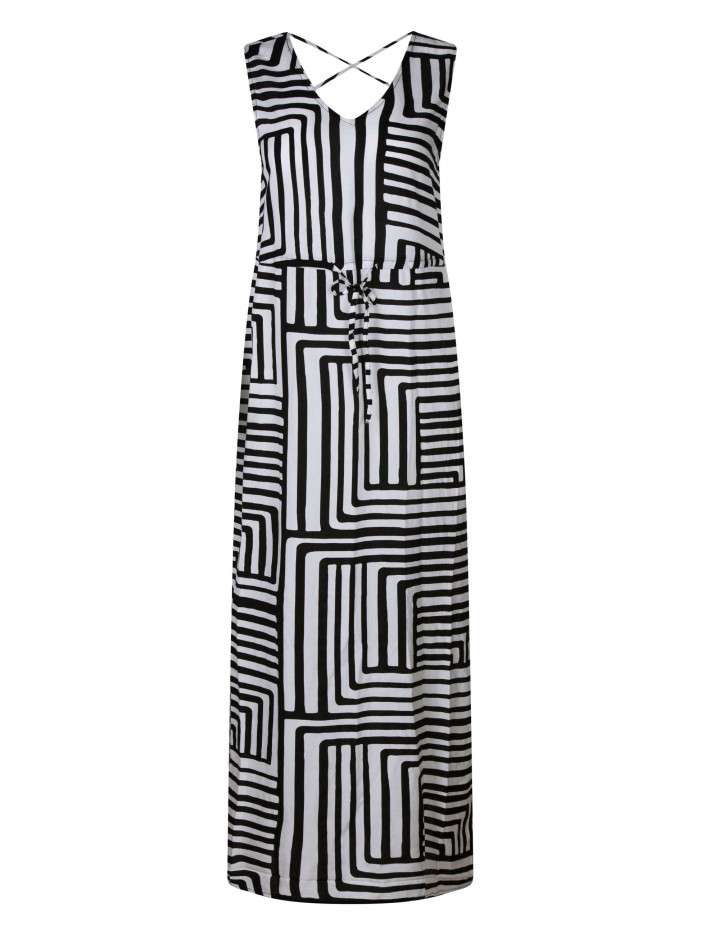 Robe longue noire rayée...