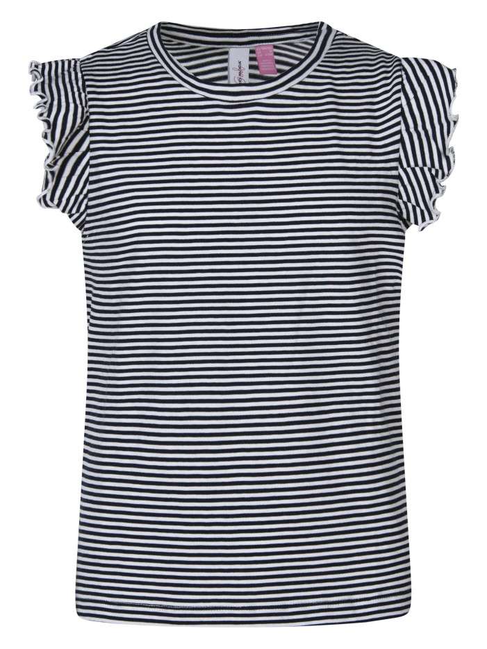 T-shirt en coton noir rayé...