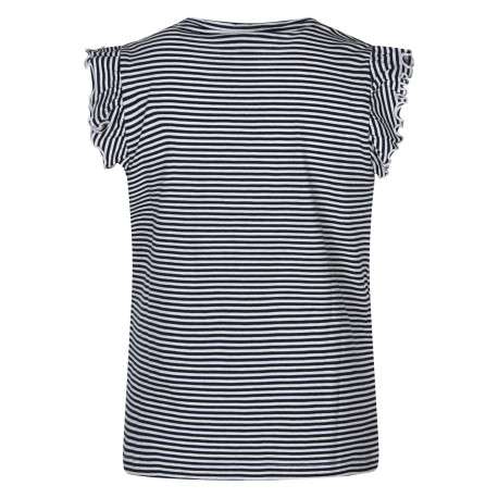 T-shirt en coton noir rayé avec une coupe droite et un col rond - Image 2