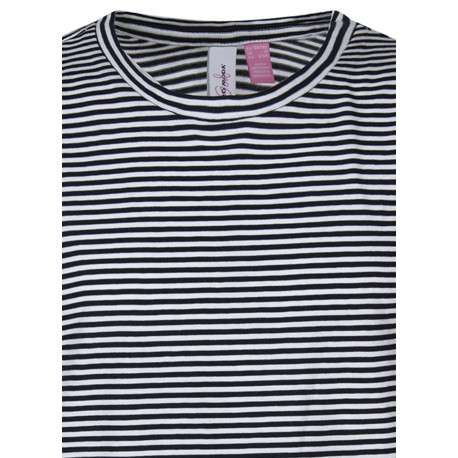 T-shirt en coton noir rayé avec une coupe droite et un col rond - Image 3
