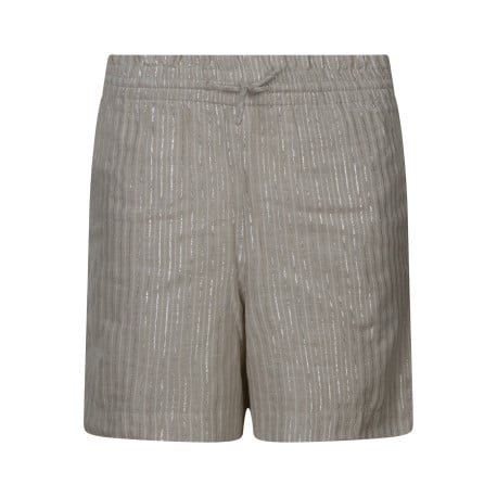 Short chino en coton mélangé écru rayé avec une coupe droite