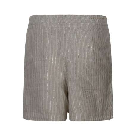 Short chino en coton mélangé écru rayé avec une coupe droite - Image 2