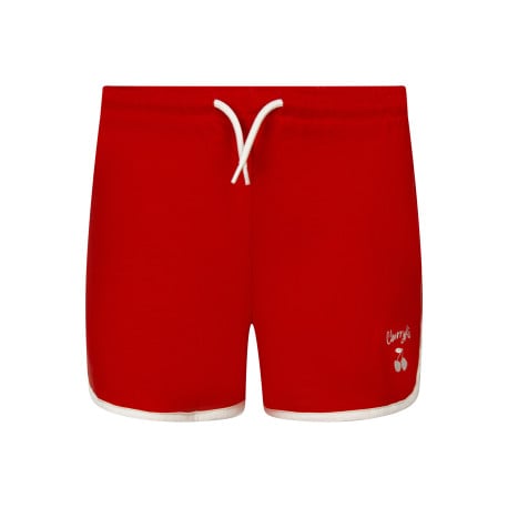 Short jogging en coton rouge uni avec une coupe droite et une taille élastiquée