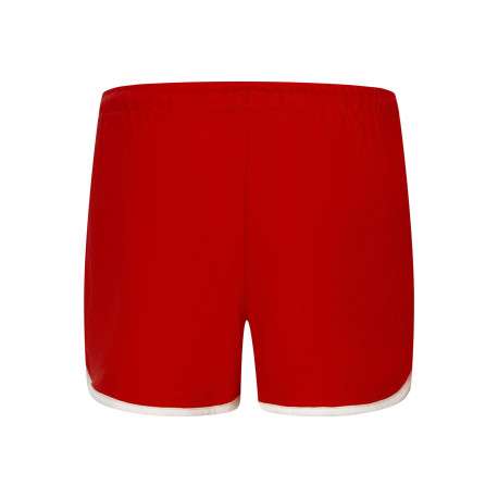 Short jogging en coton rouge uni avec une coupe droite et une taille élastiquée - Image 2