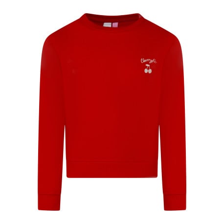 Sweat manches longues en coton rouge uni à coupe droite avec un col rond