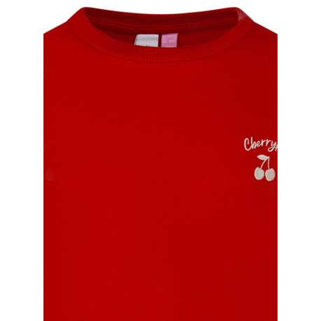 Sweat manches longues en coton rouge uni à coupe droite avec un col rond - Image 3