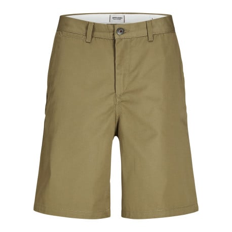 Short chino taupe uni avec un patch d'authenticité et une coupe droite