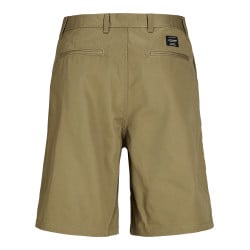 Short chino taupe uni avec un patch d'authenticité et une coupe droite