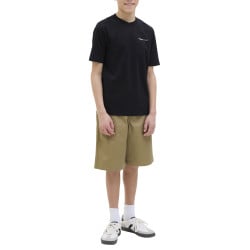 Short chino taupe uni avec un patch d'authenticité et une coupe droite