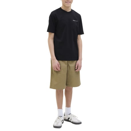 Short chino taupe uni avec un patch d'authenticité et une coupe droite - Image 4