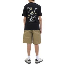 Short chino taupe uni avec un patch d'authenticité et une coupe droite