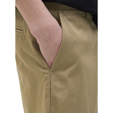 Short chino taupe uni avec un patch d'authenticité et une coupe droite - Image 7