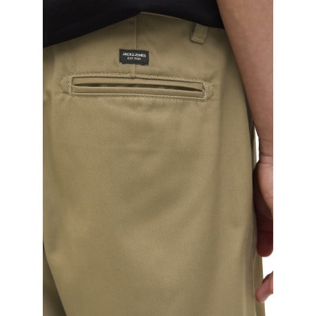Short chino taupe uni avec un patch d'authenticité et une coupe droite - Image 8