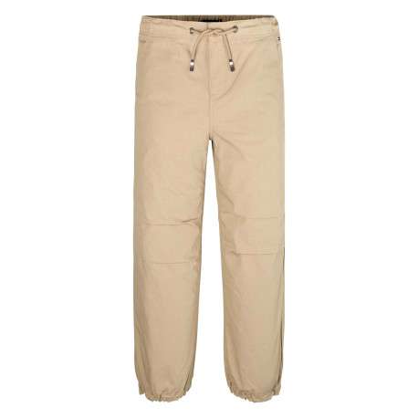 Pantalon en coton beige uni avec une coupe chino et des poches arrières