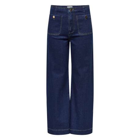 Jean en coton bleu indigo uni à coupe bootcut avec des poches plaquées devant - Image 4