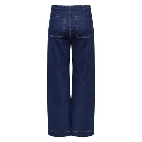 Jean en coton bleu indigo uni à coupe bootcut avec des poches plaquées devant - Image 5