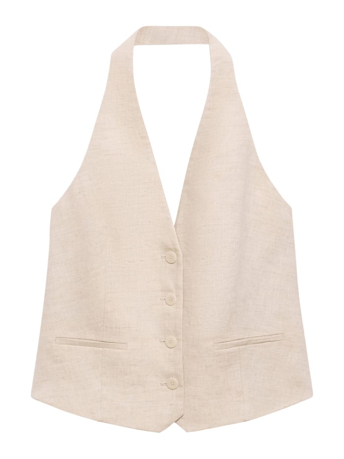 Gilet en lin beige clair...