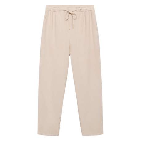 Chino beige clair uni à coupe droite et à taille élastiquée avec un lien