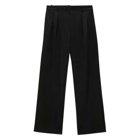 Pantalon chino noir uni à 2 poches avec des passants et une coupe bootcut
