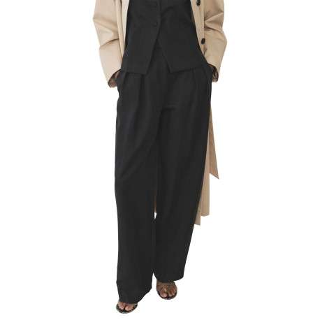 Pantalon chino noir uni à 2 poches avec des passants et une coupe bootcut - Image 3
