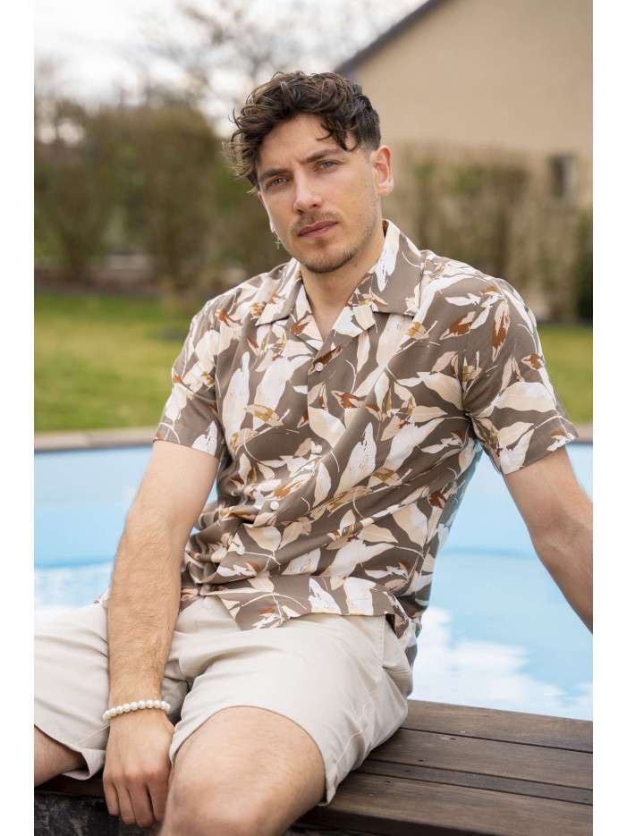 Chemise beige imprimé avec...
