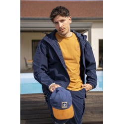 Pantalon cargo en coton marine uni avec un patch d'authenticité