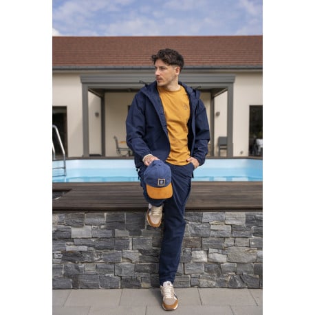 Pantalon cargo en coton marine uni avec un patch d'authenticité - Image 3