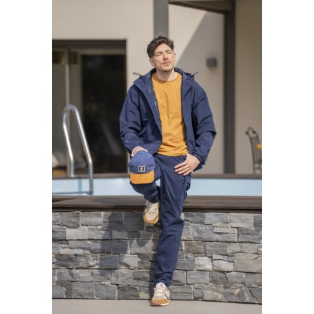 Pantalon cargo en coton marine uni avec un patch d'authenticité - Image 4