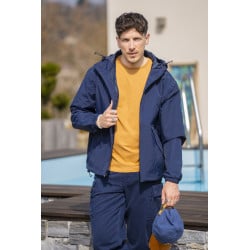 Pantalon cargo en coton marine uni avec un patch d'authenticité
