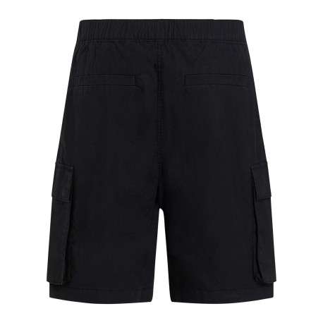 Bermuda cargo en coton noir uni à coupe regular fit avec une taille élastiquée - Image 2