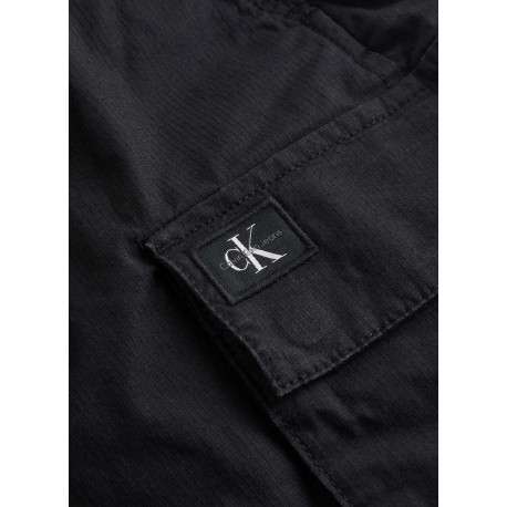 Bermuda cargo en coton noir uni à coupe regular fit avec une taille élastiquée - Image 3