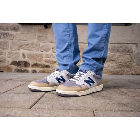 Cargo en coton mélangé beige uni à coupe regular fit avec des lacets sur le bas