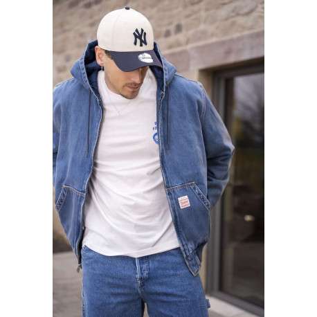 Jean en coton bleu uni avec une coupe droite et plusieurs poches - Image 4
