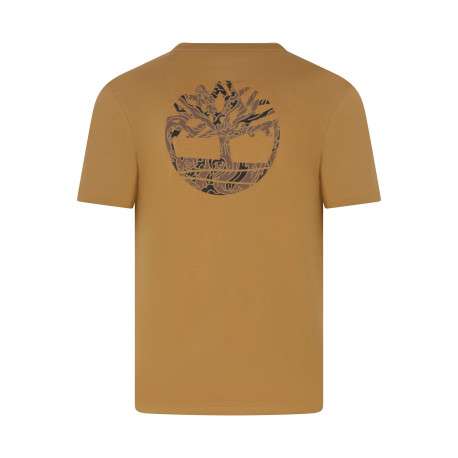 T-shirt en coton camel uni avec une coupe droite et un col rond - Image 2