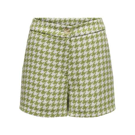 Short chino vert à imprimé pied de poule avec une coupe regular fit